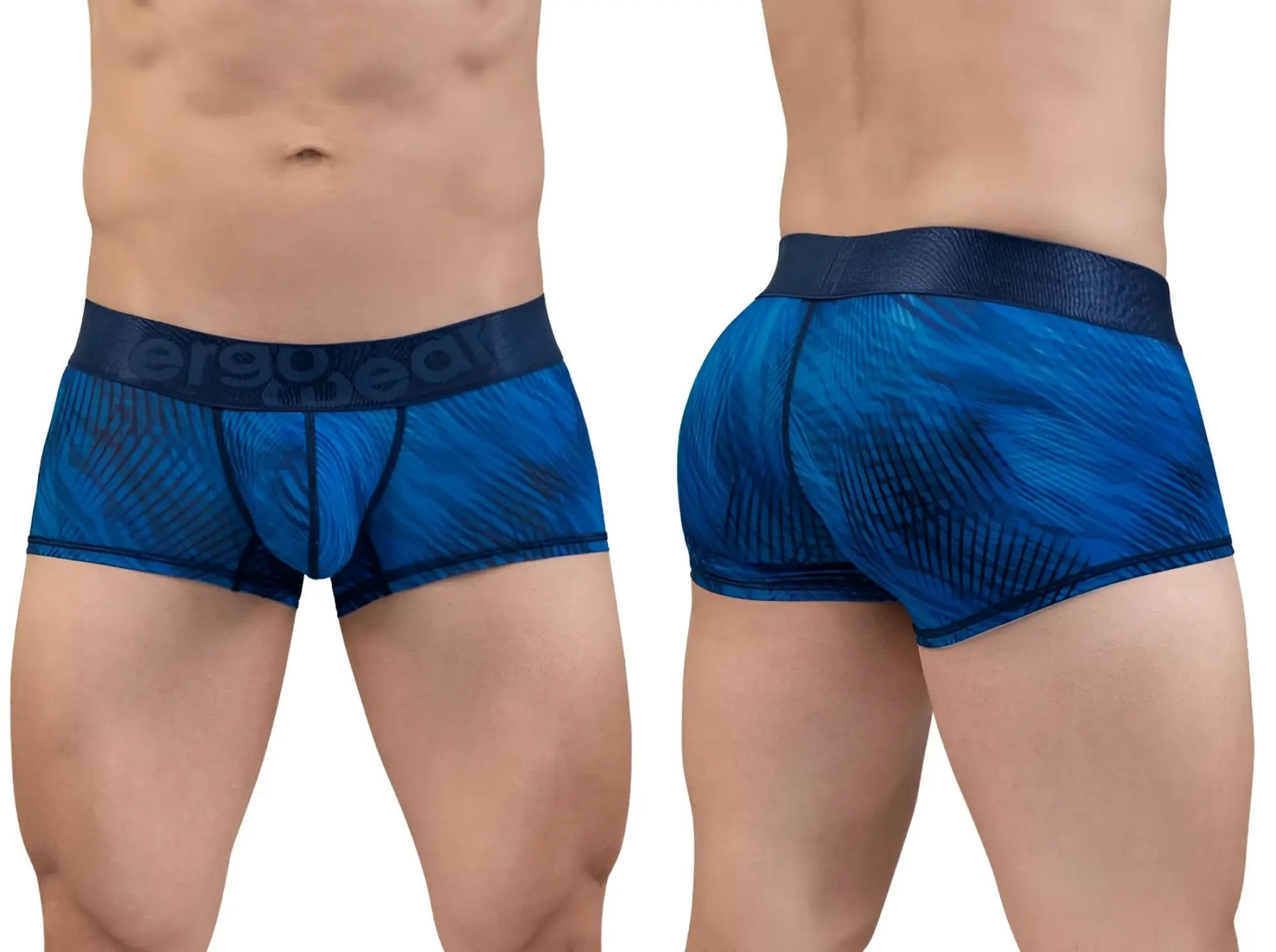 ErgoWear ew1818 max bold se trunks in mid blue feature blue patterned fabric with a textured waistband for comfort