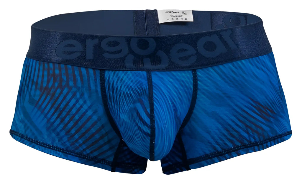 Blue patterned ergo wear ew1818 max bold se men’s briefs with dark blue elastic waistband in mid blue color