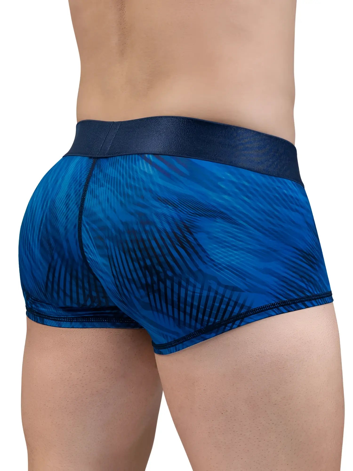 ErgoWear ew1818 max bold se men’s trunks in mid blue with blue pattern and dark blue elastic waistband