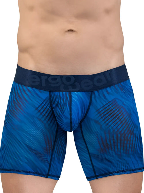 Blue patterned ergoWear ew1819 max bold SE boxer briefs with dark blue aerogear waistband in mid blue color