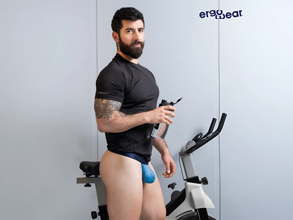 Blue ergo wear ew1820 max bold se g-string athletic briefs with snug form-fitting design in river blue color