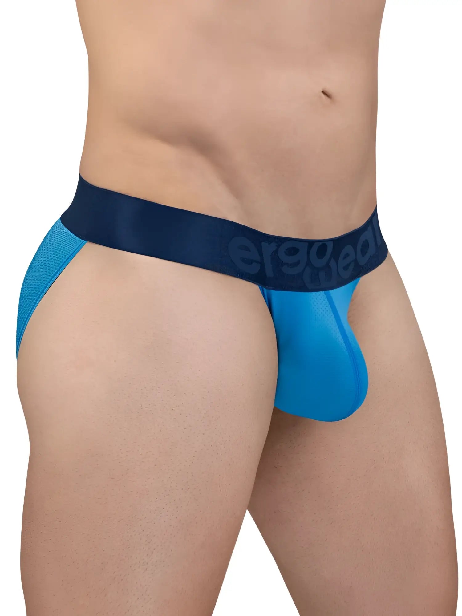 Blue ergonomic briefs with dark blue ergo wear waistband in river blue for comfortable everyday use