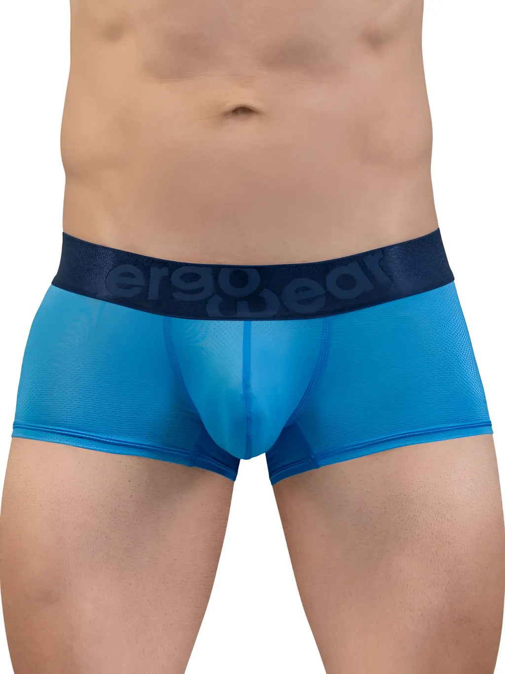Blue sheer ergo wear ew1822 max bold se men’s briefs with dark blue elastic waistband and ergo bear logo