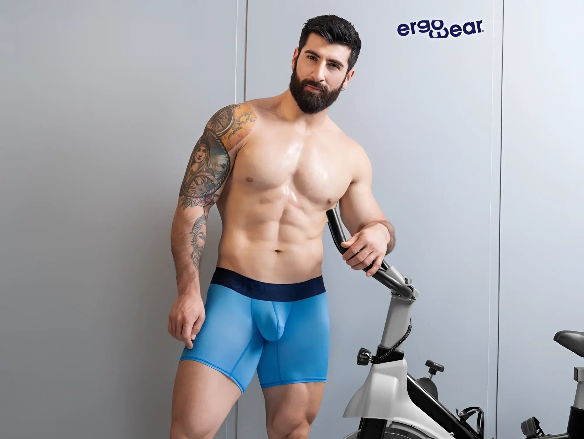 Blue ergoWear ew1823 max bold se boxer briefs with black waistband designed for athletic comfort