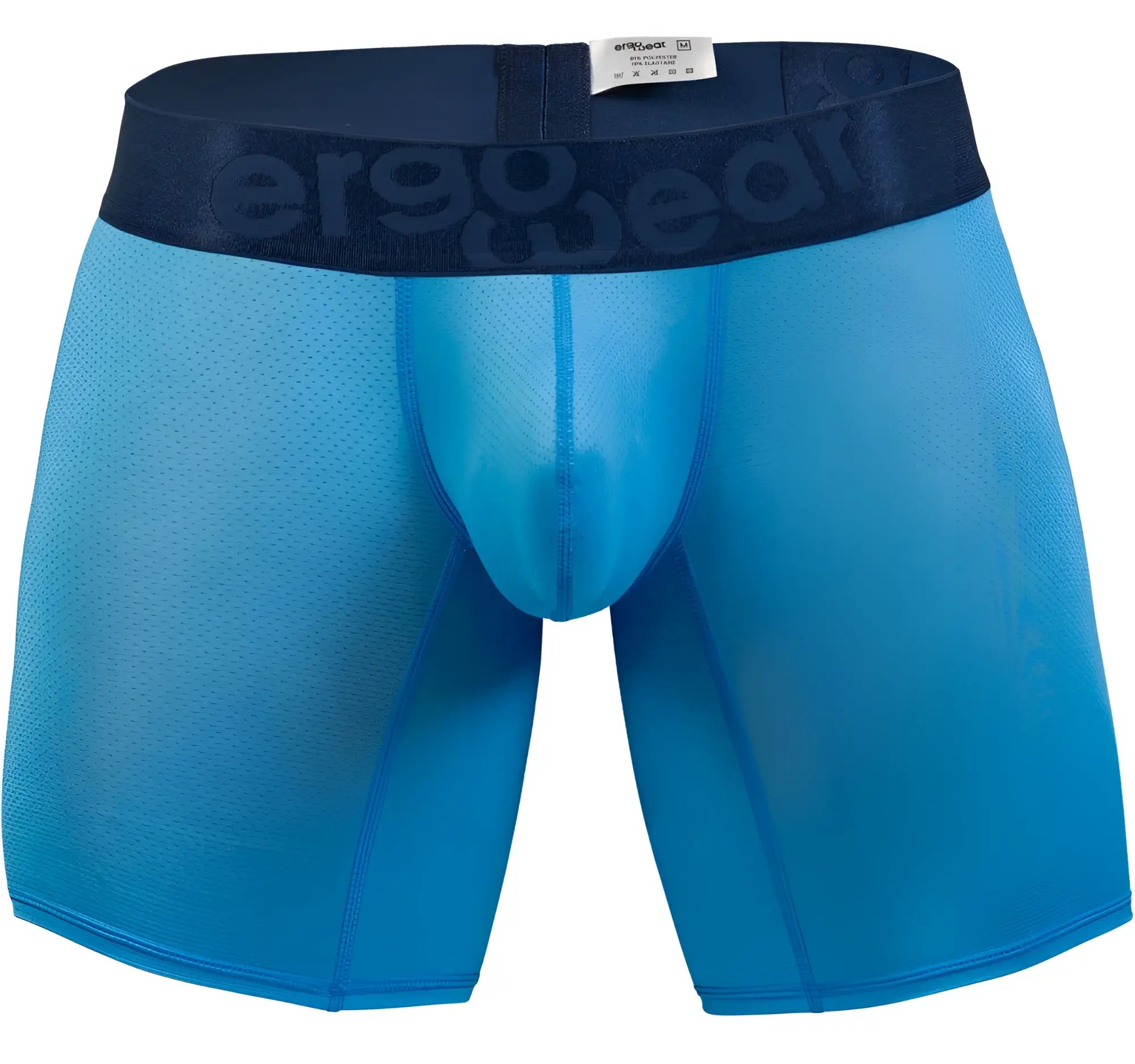 Blue mesh boxer briefs with dark blue ergowear waistband in river blue color for comfortable daily wear