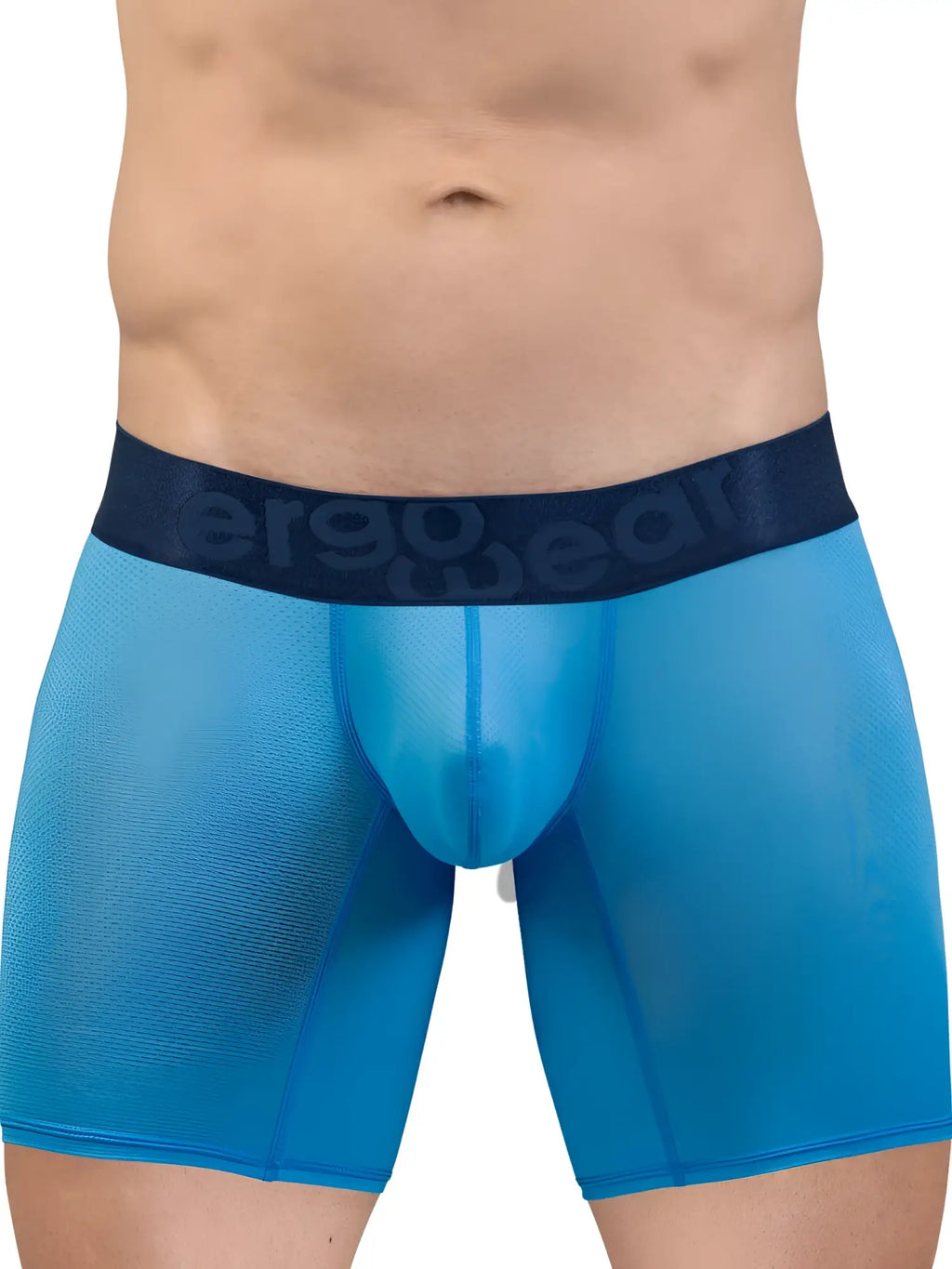 Blue sheer men’s boxer briefs ergo wear ew1823 max bold se in river blue with dark blue aerogear waistband