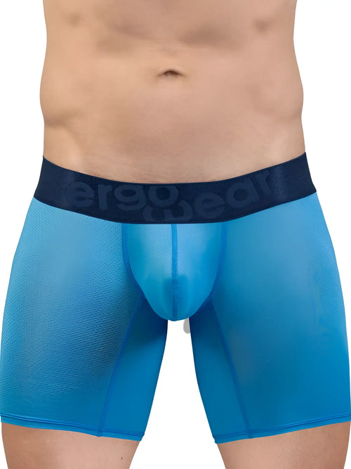 Blue sheer men’s boxer briefs ergo wear ew1823 max bold se in river blue with dark blue aerogear waistband