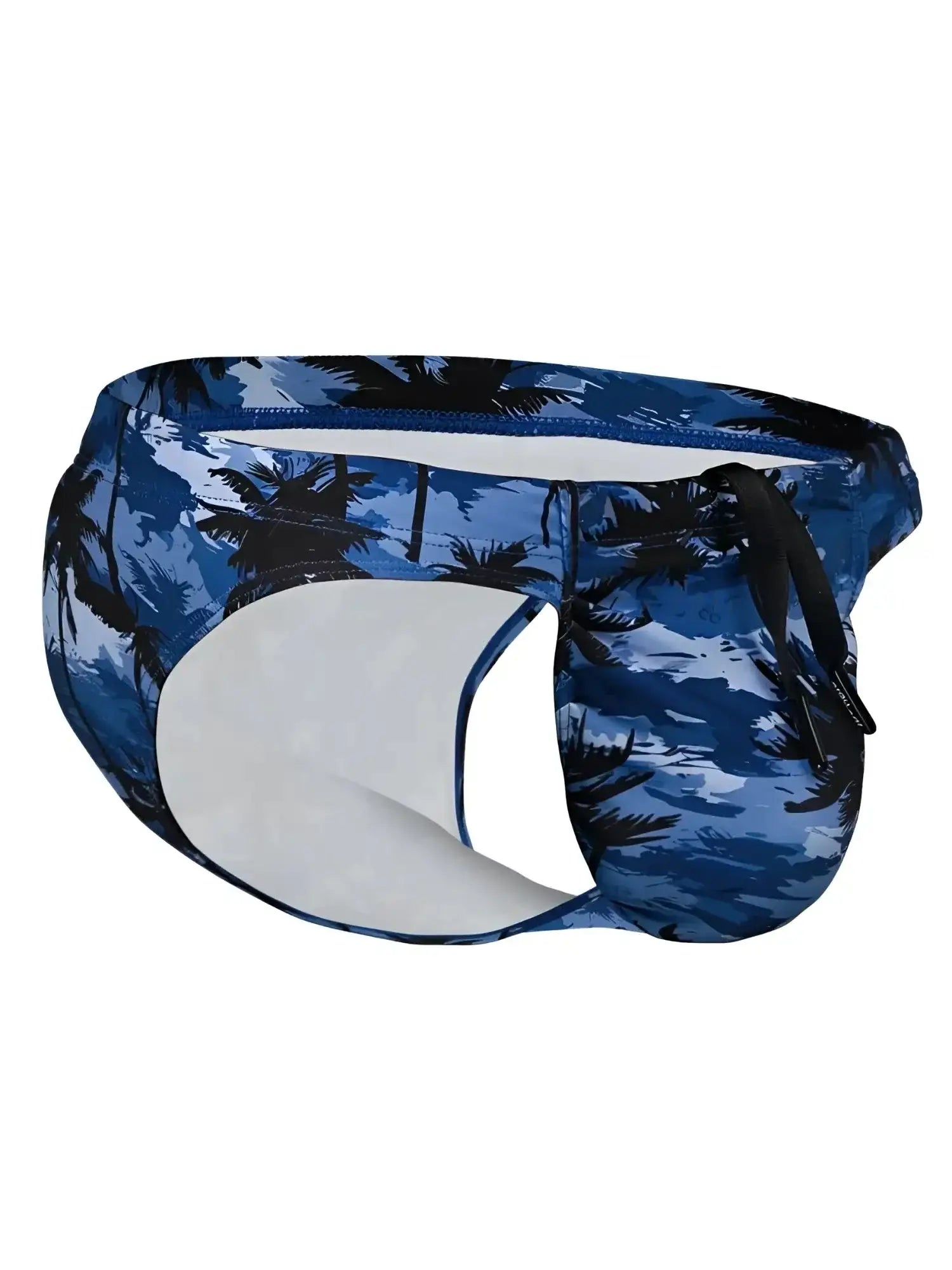 ErgoWear EW1824 FEEL SW Swim Bikini in Dark Blue-Palms, product view showing the side and internal structure.