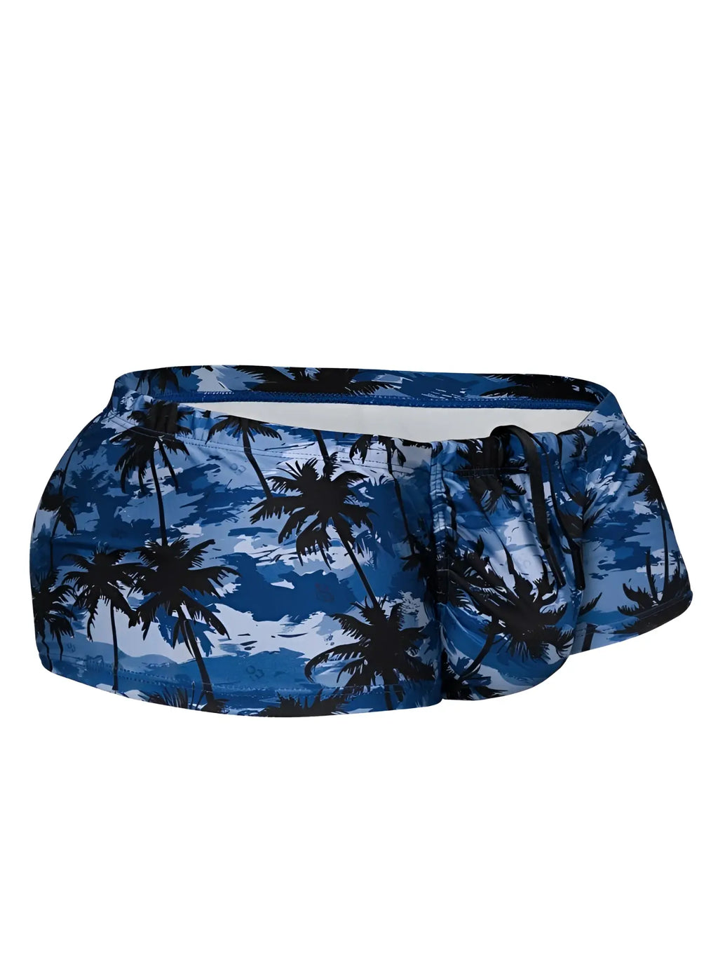 ErgoWear EW1825 FEEL SW swim trunks in Dark Blue-Palms, front view isolated on a white background.
