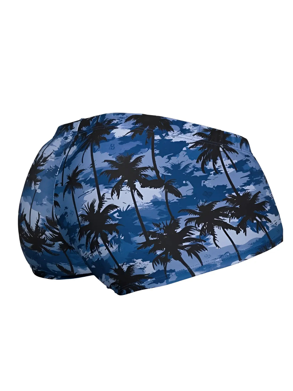 ErgoWear EW1825 FEEL SW swim trunks in Dark Blue-Palms, rear view.