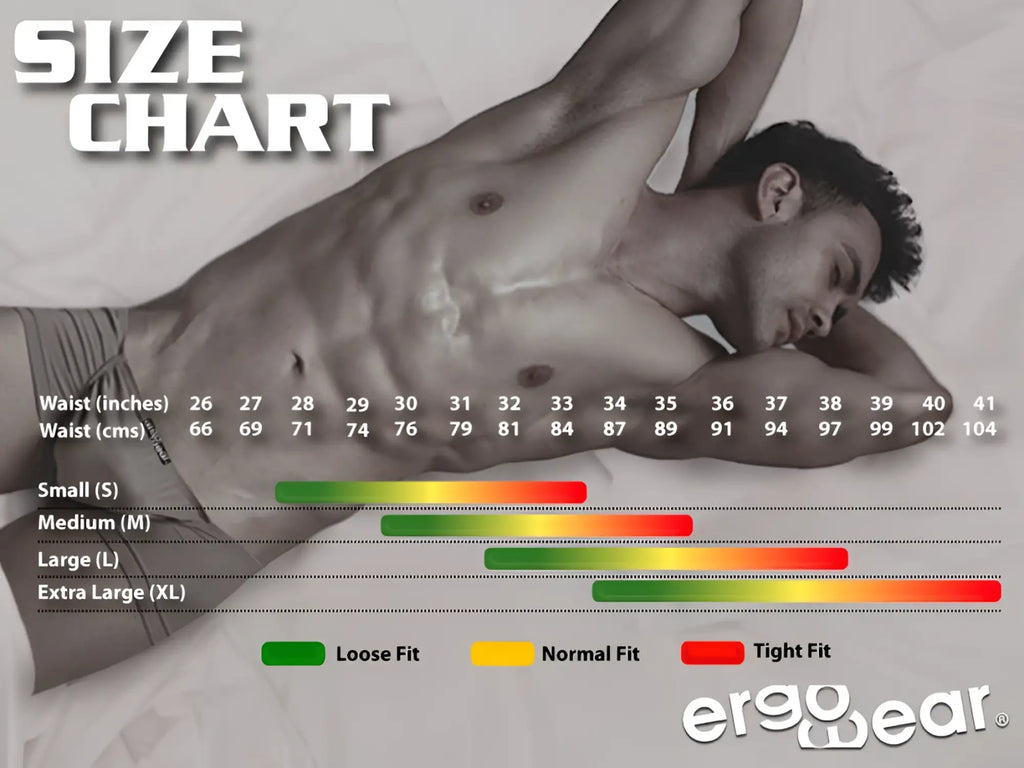 ErgoWear EW1826 FEEL SW Swim Bikini size chart in Royal Blue-Palms, featuring a model lifestyle shot.