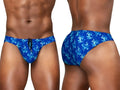 ErgoWear EW1826 FEEL SW Swim Bikini in Royal Blue-Palms, showing front and back views on a model.