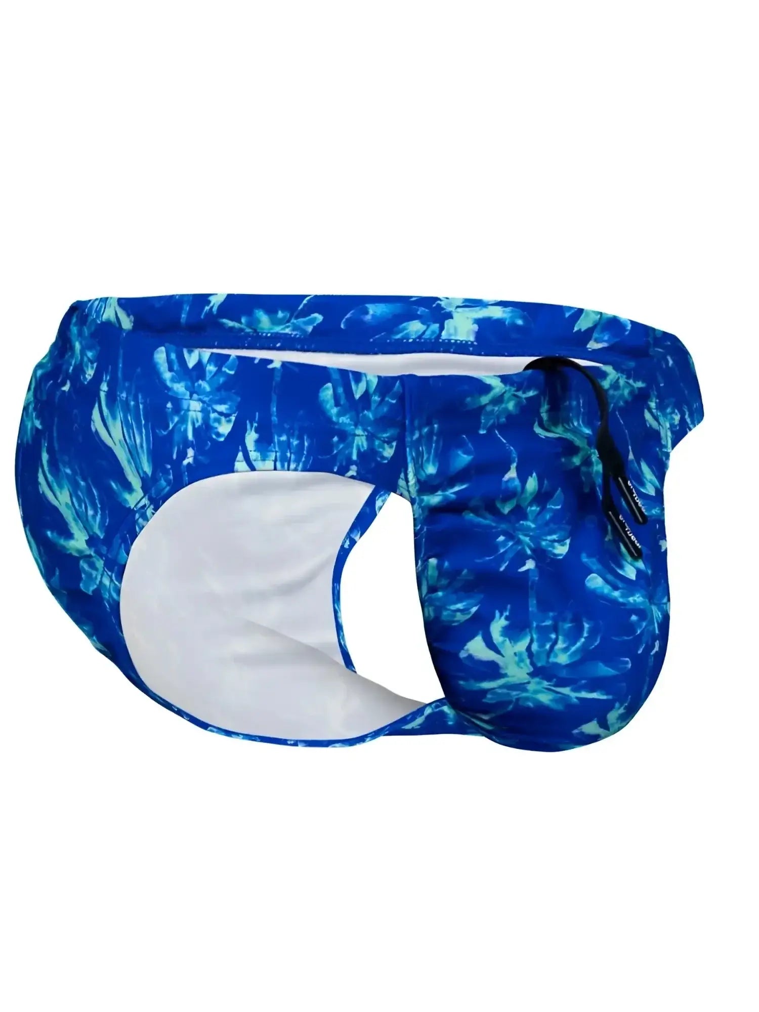ErgoWear EW1826 FEEL SW Swim Bikini in Royal Blue-Palms, shown from a side detail angle.