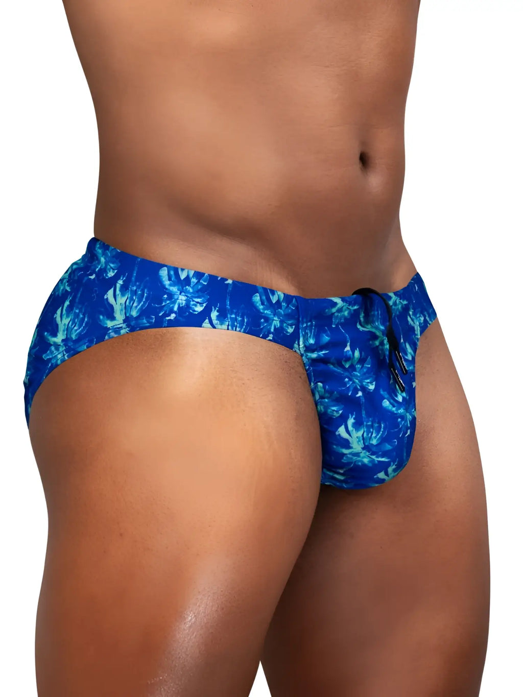 ErgoWear EW1826 FEEL SW Swim Bikini in Royal Blue-Palms, side-angle view showing the swimwear on a model.
