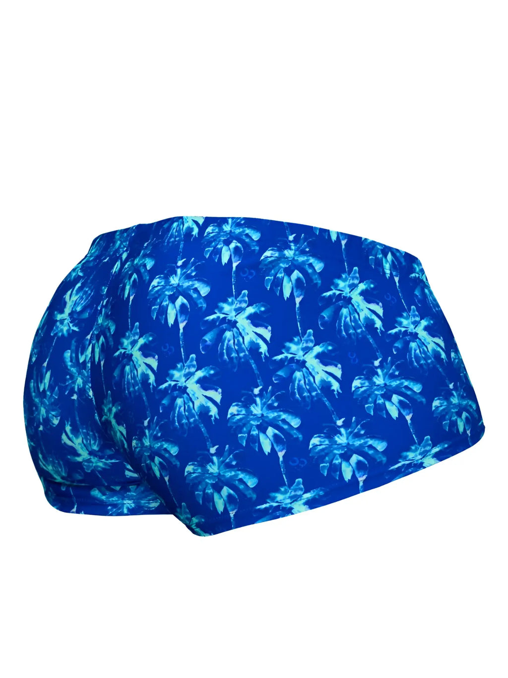 ErgoWear EW1827 FEEL SW swim trunks in Royal Blue-Palms, back view of the patterned trunks.