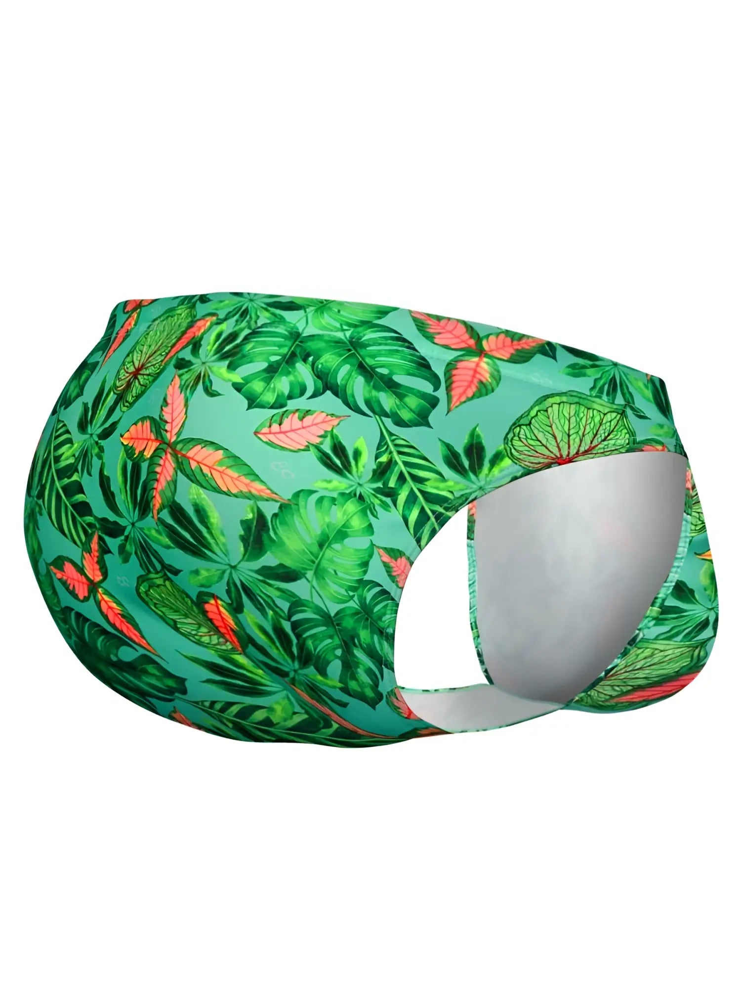 ErgoWear EW1828 FEEL SW Swim Bikini in Aqua-Leaves, side-angle view showing the patterned fabric.