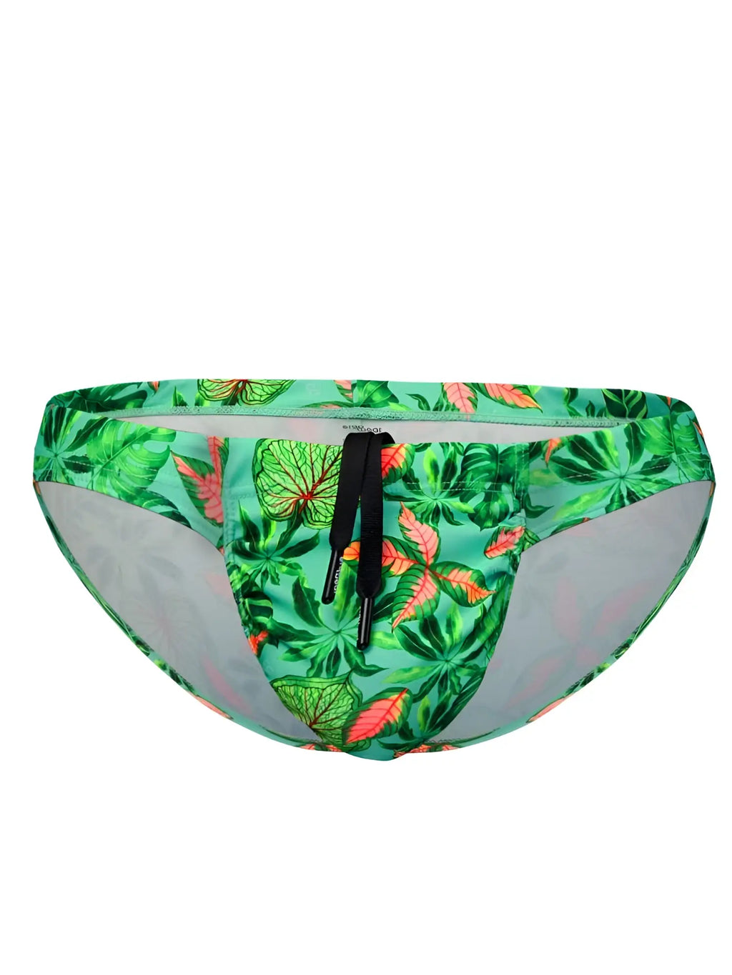 Front view of ErgoWear EW1828 FEEL SW Swim Bikini in Aqua-Leaves print.