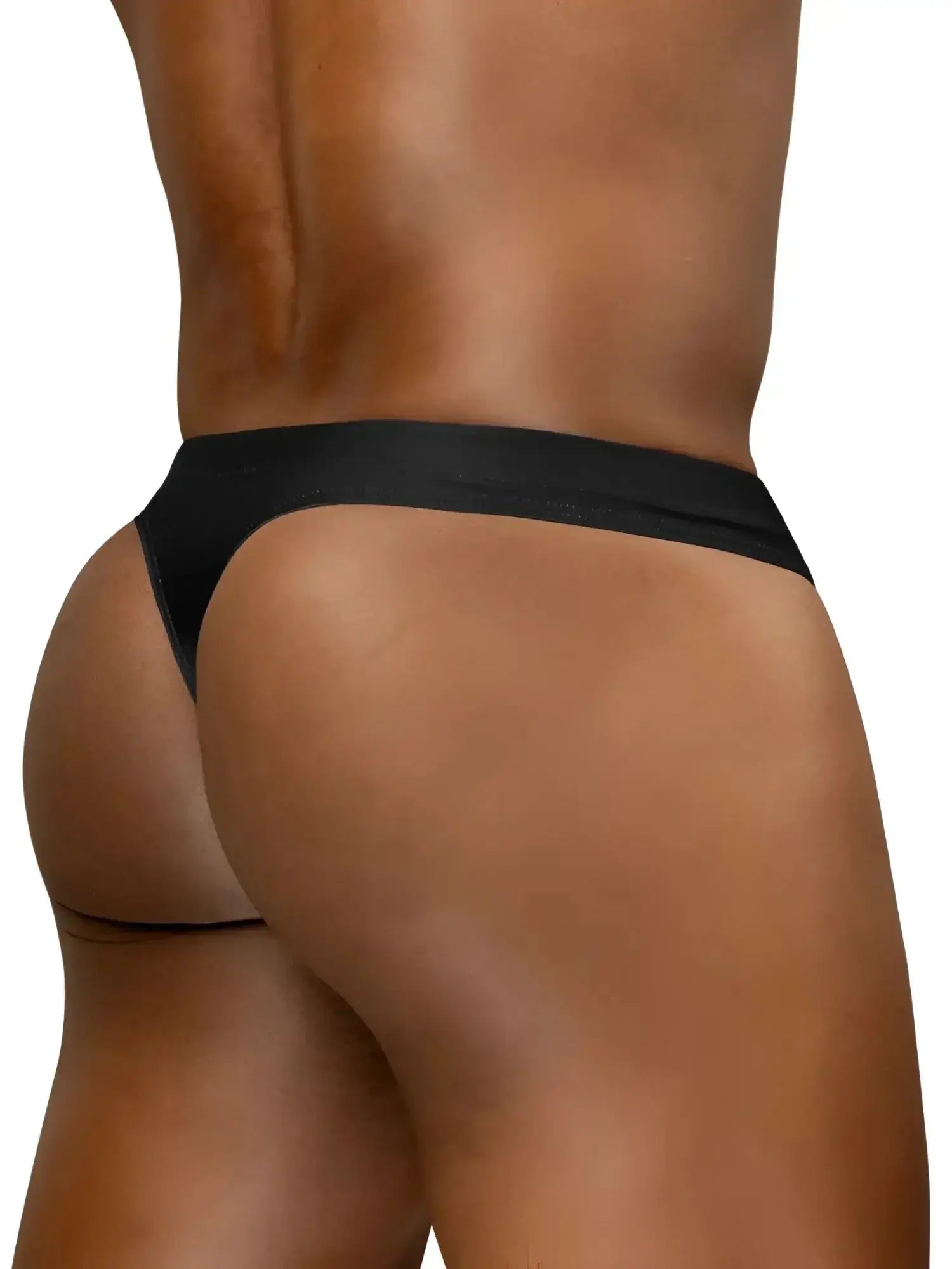Back view of ErgoWear EW1830 X4D SW black swim thong on a model.