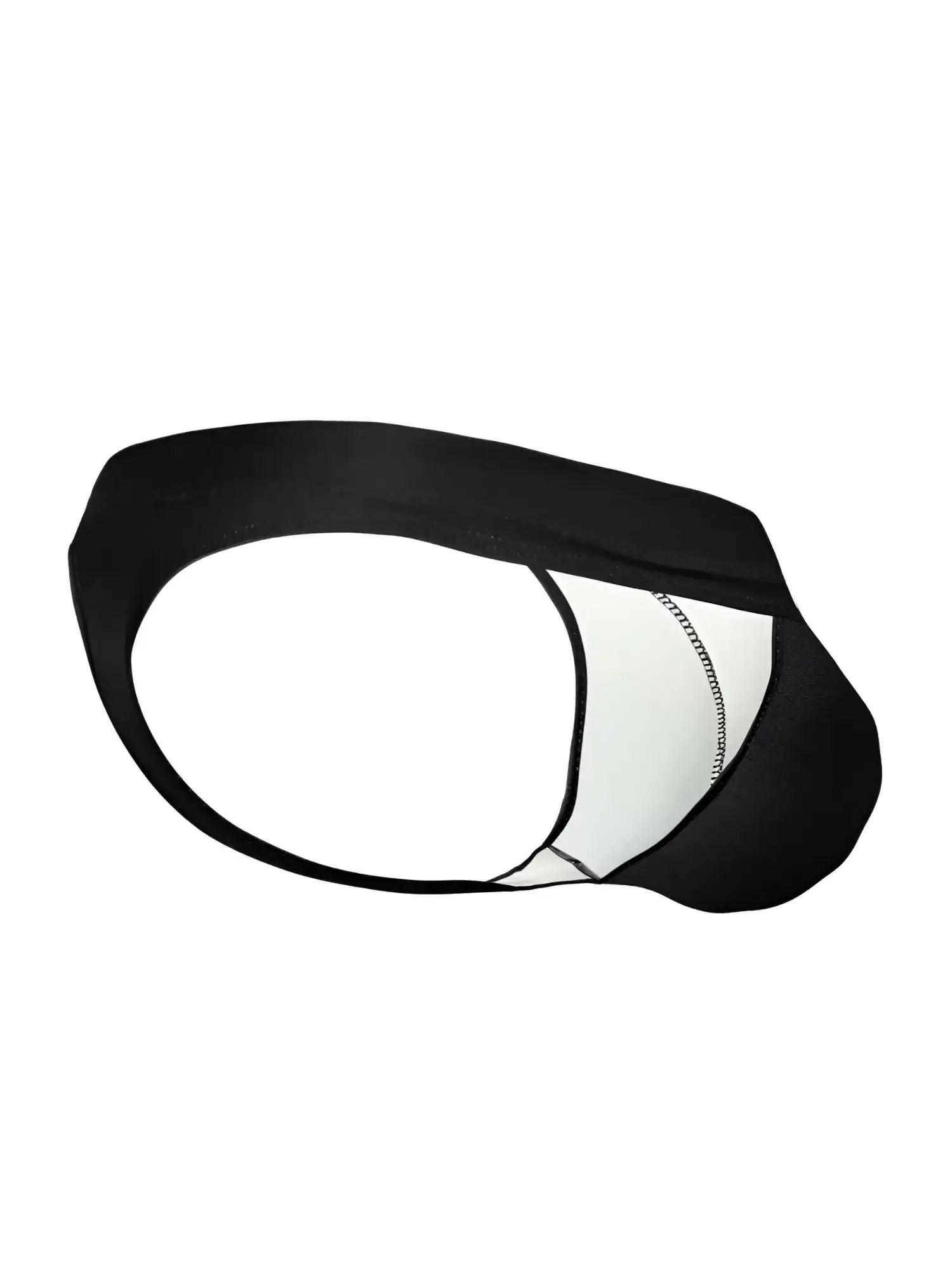 ErgoWear EW1830 X4D SW black swim thong, isolated side angle view showing the contoured pouch design.