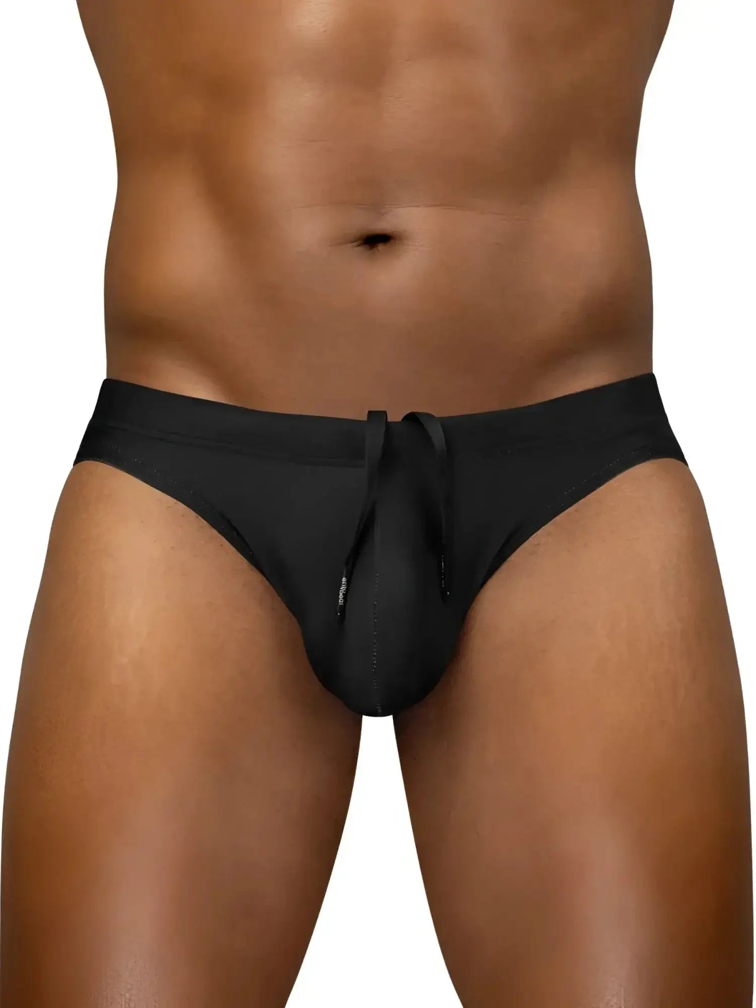 Front view of the ErgoWear EW1831 X4D SW swim bikini in black on a model.