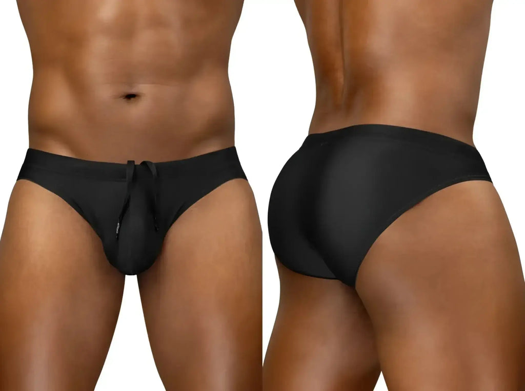 ErgoWear EW1831 X4D SW Swim Bikini in black, showing front and back views on a model.