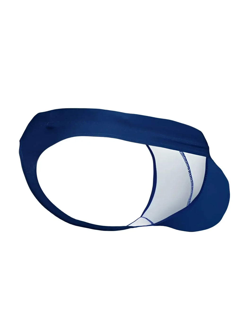 ErgoWear EW1832 X4D SW swim thong in blue indigo, side view showing the pouch construction.