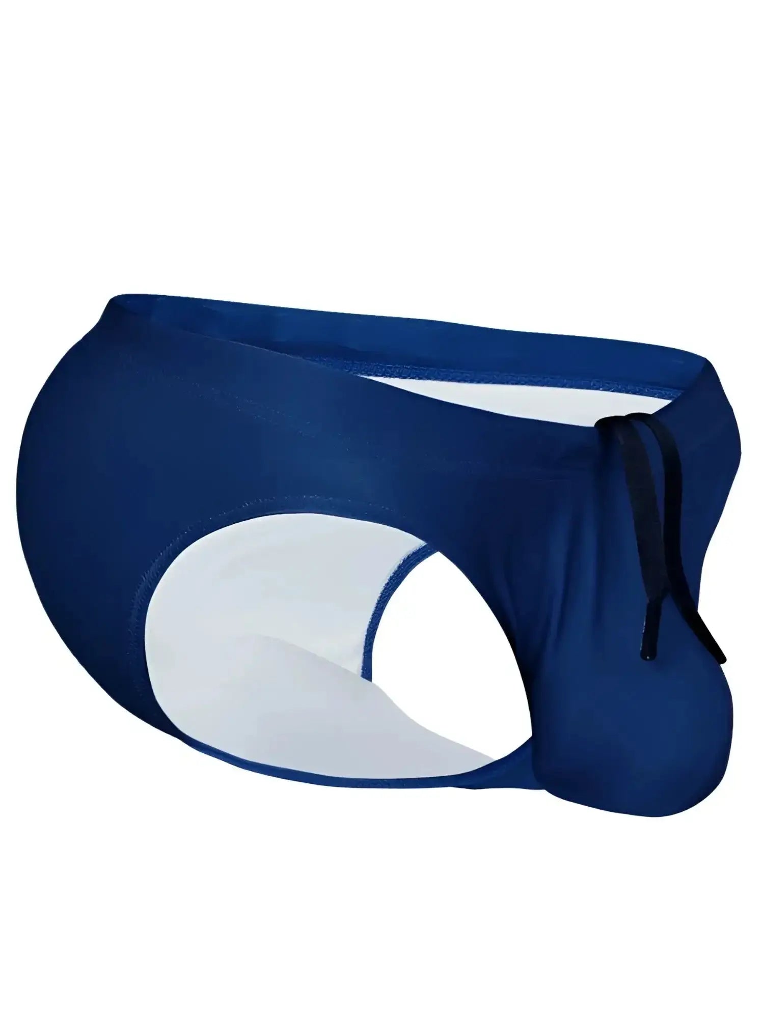 ErgoWear EW1833 X4D SW Swim Bikini in blue indigo, side view showing the pouch and inner lining.