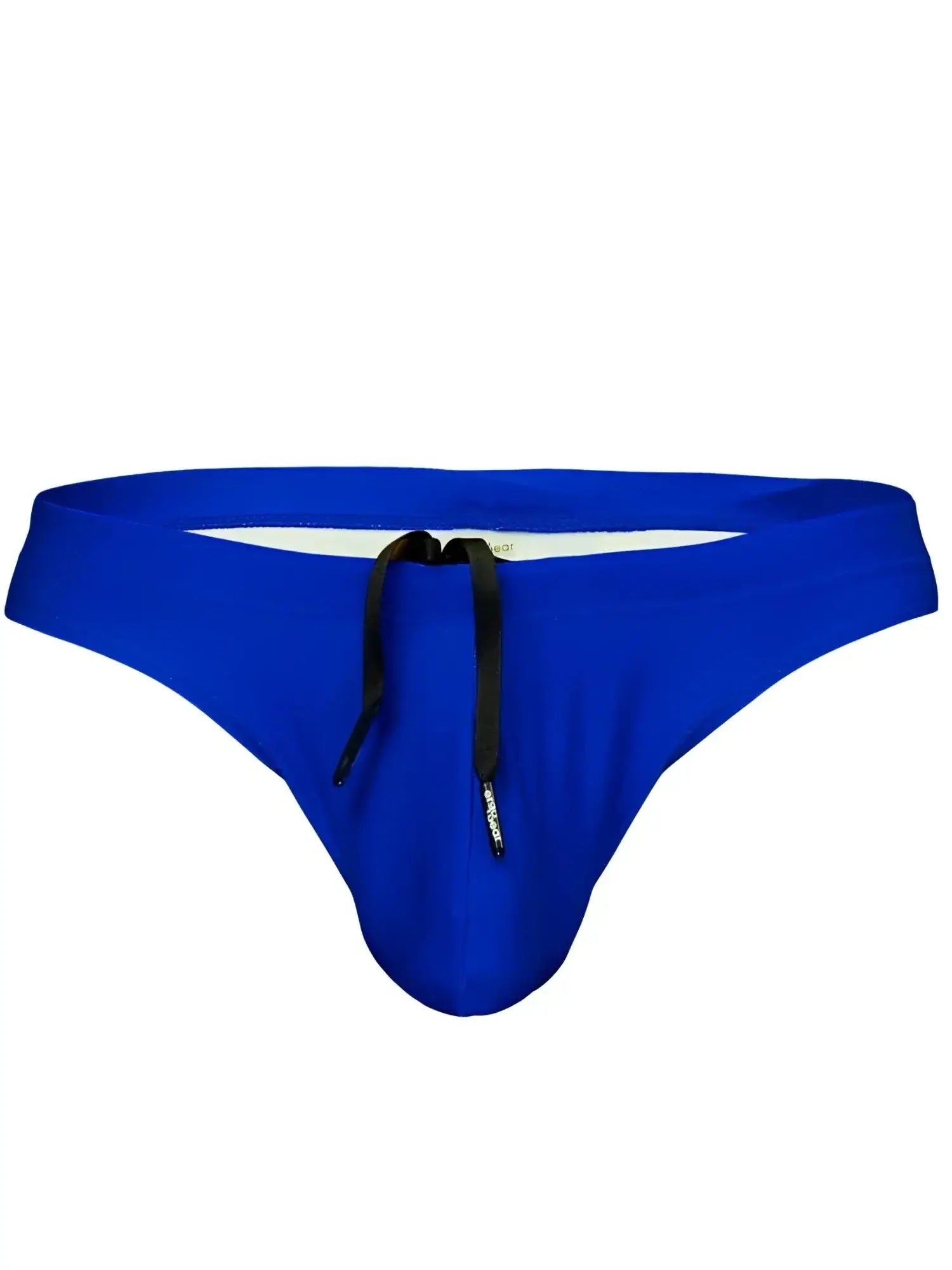 Front view of ErgoWear EW1834 X4D SW swim thong in Skydiver blue with black drawstring.
