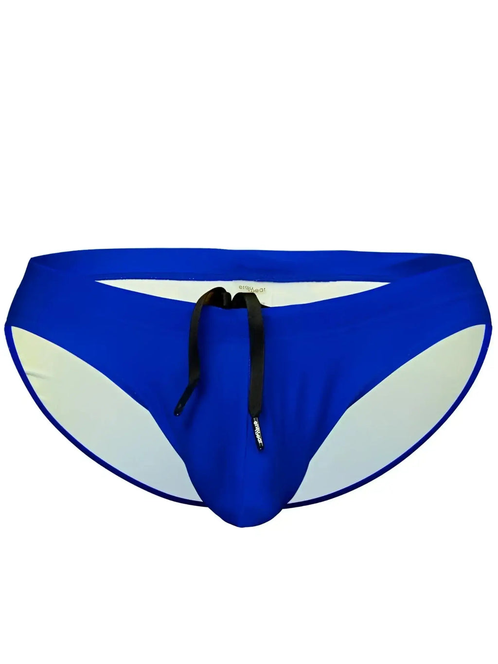 Front view of ErgoWear EW1835 X4D SW Swim Bikini in Skydiver blue with a black drawstring.