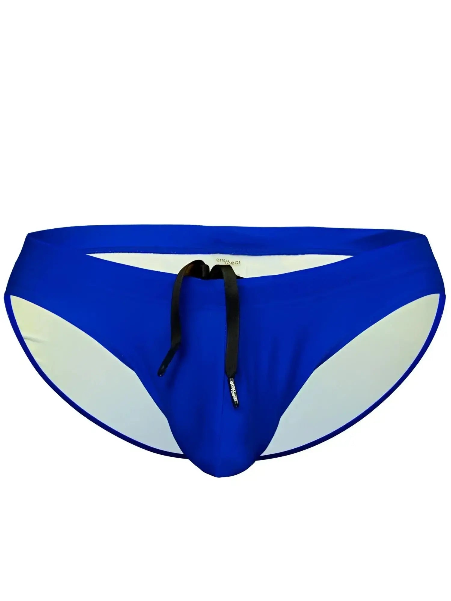 Front view of ErgoWear EW1835 X4D SW Swim Bikini in Skydiver blue with a black drawstring.