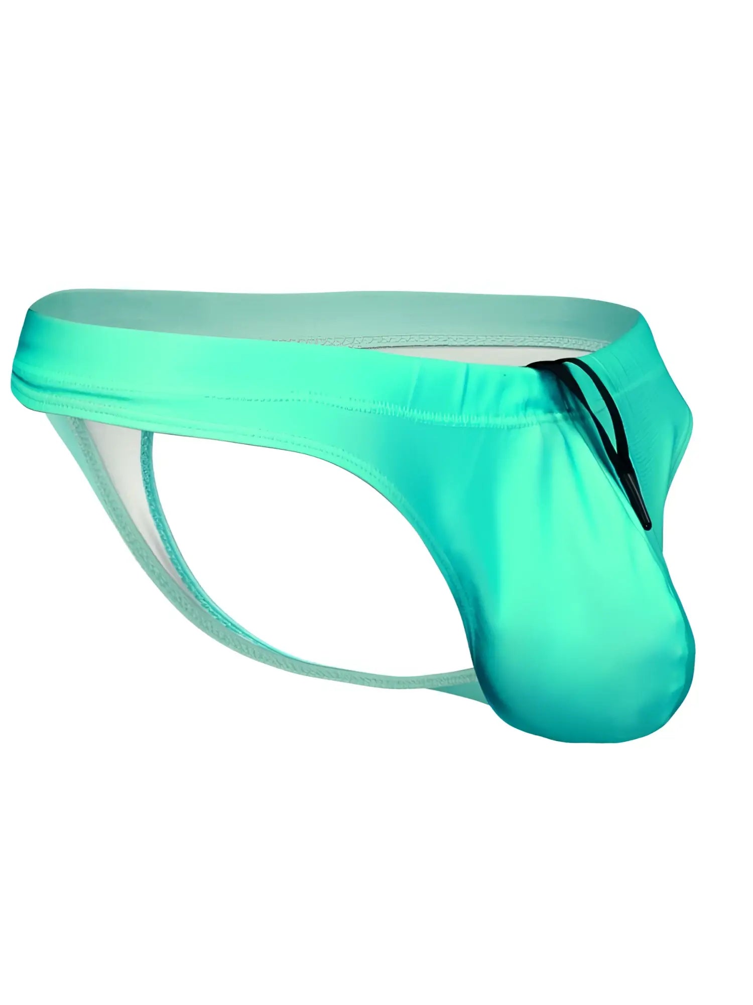 ErgoWear EW1836 X4D swim thong in aqua, shown from a side angle.