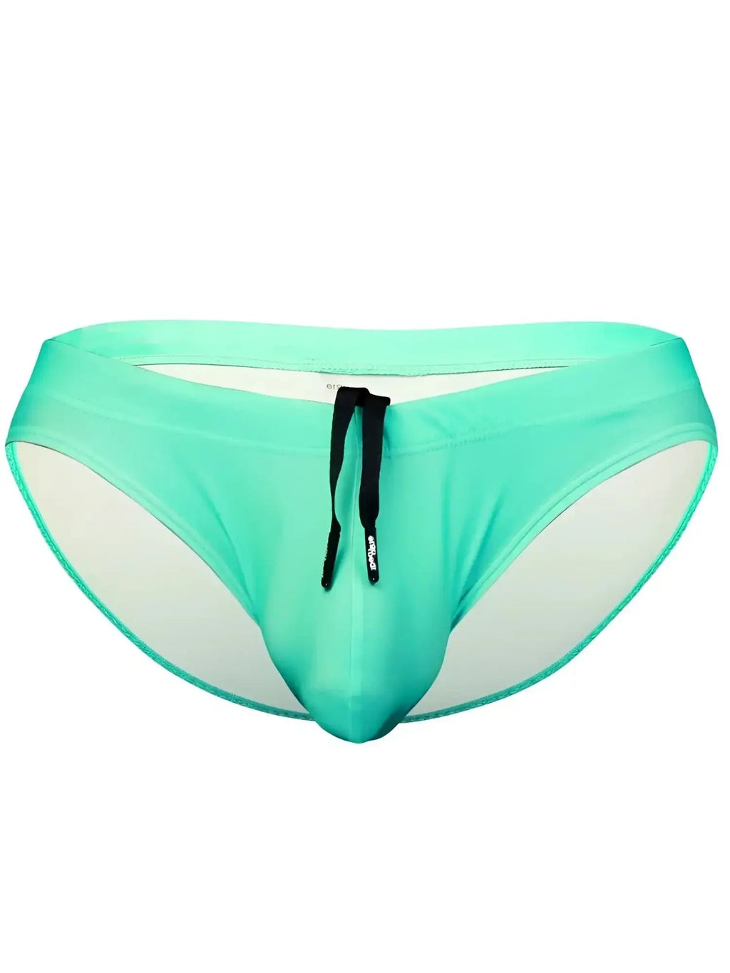 Front view of the ErgoWear EW1837 X4D SW Swim Bikini in Aqua with a black drawstring.
