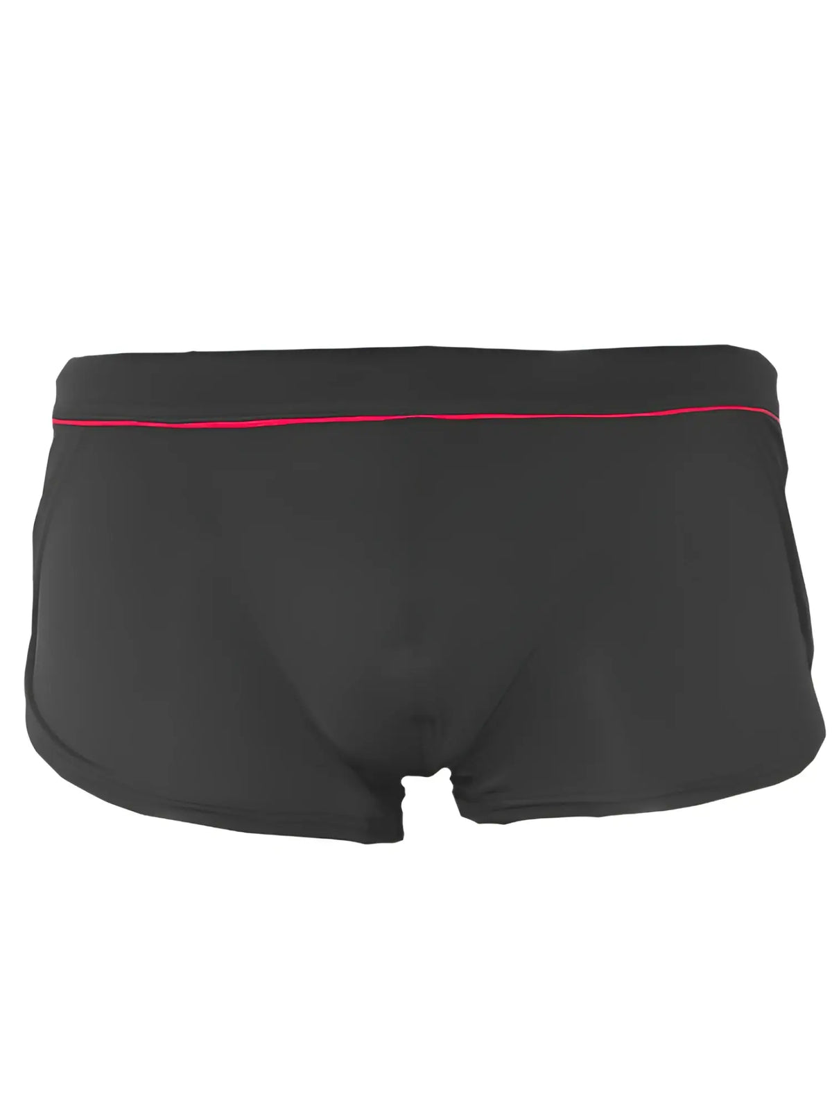 Black Ernesto square trunk briefs with thin red trim along the waistband for comfortable everyday wear