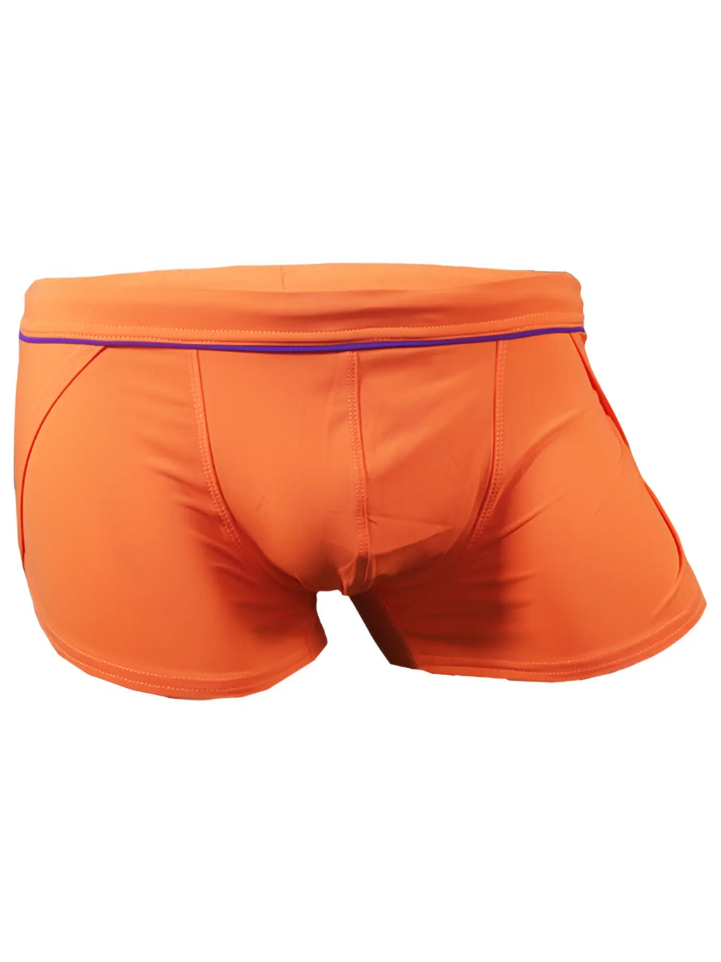 Bright orange ernesto square trunk boxer briefs with purple waistband trim ideal for comfortable daily wear