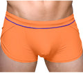 Bright orange ernesto square trunk boxer briefs with purple waistband trim comfortable everyday wear