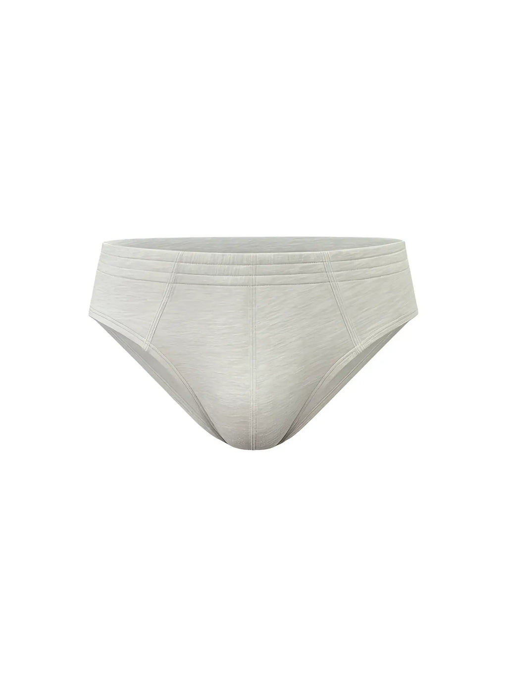 Essential cotton brief in light gray heathered cotton with a smooth seamless design showing the back side