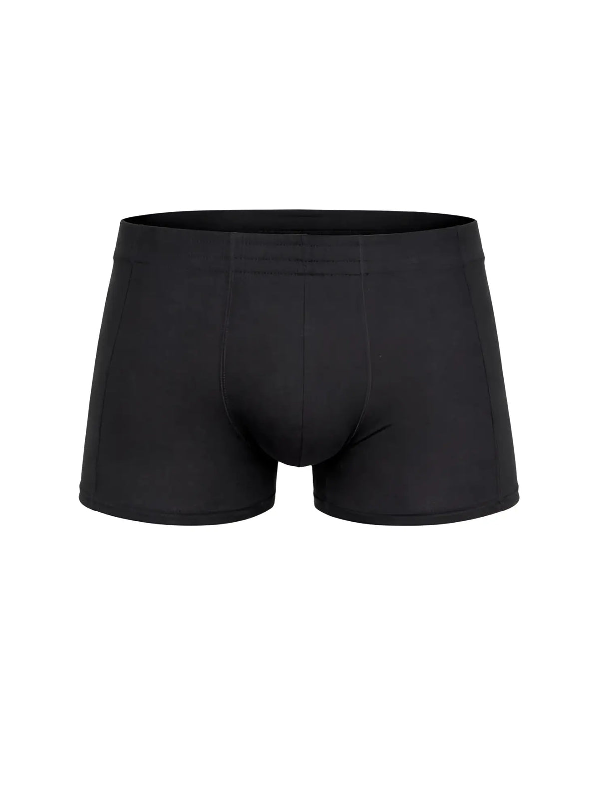 Black menâ€™s Essential Trunk boxer briefs with smooth form-fitting design and elastic waistband in black