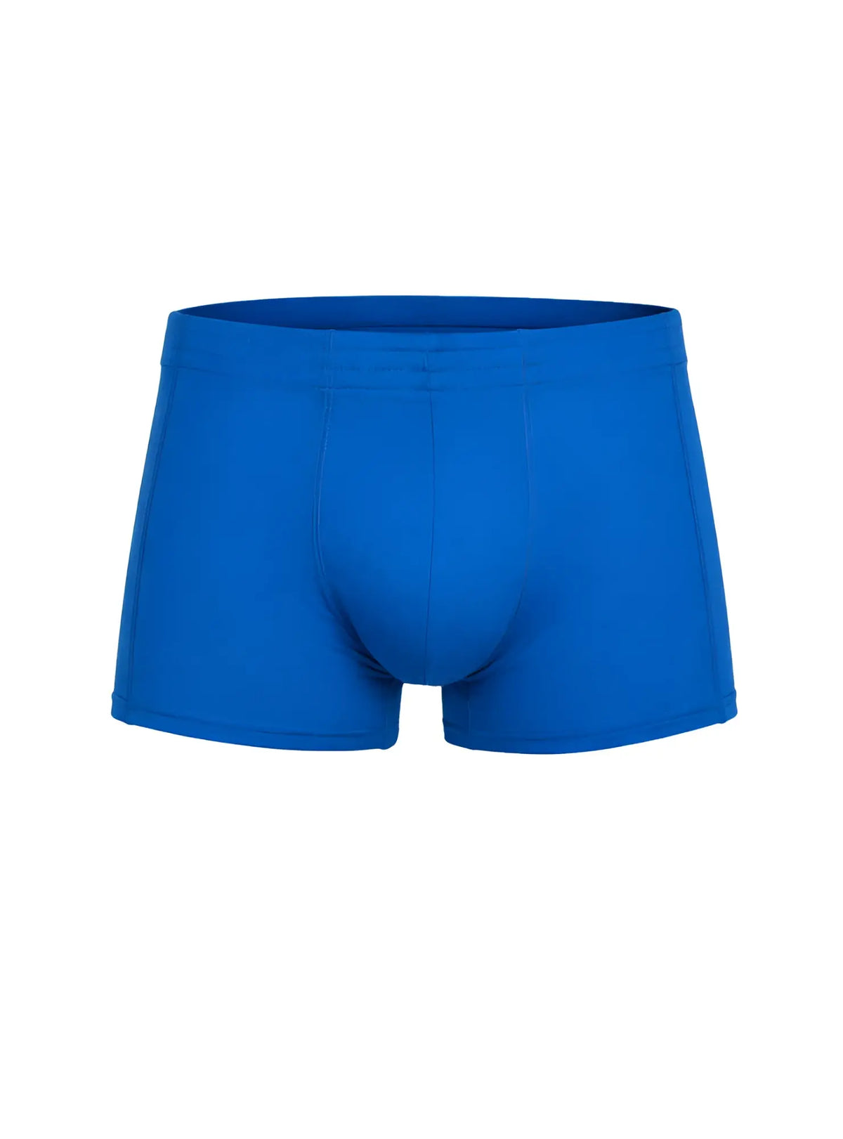 Bright blue essential trunk menâ€™s boxer briefs with smooth seamless fabric and contoured design for comfort