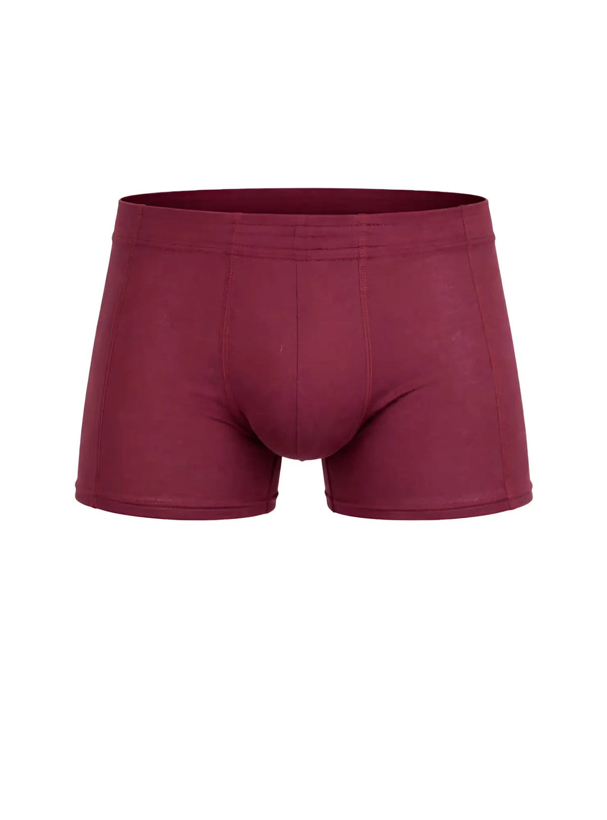 Maroon essential trunk boxer briefs with smooth stretchy fabric and contoured design for comfortable support