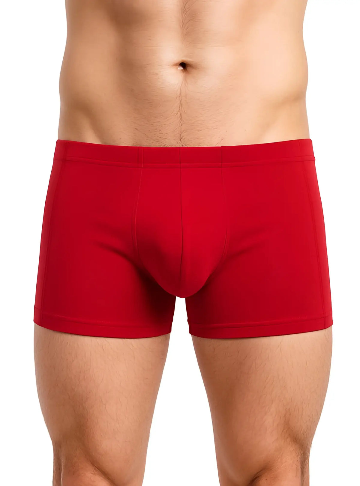 Red menâ€™s essential trunk boxer briefs with smooth form-fitting design for comfortable everyday wear