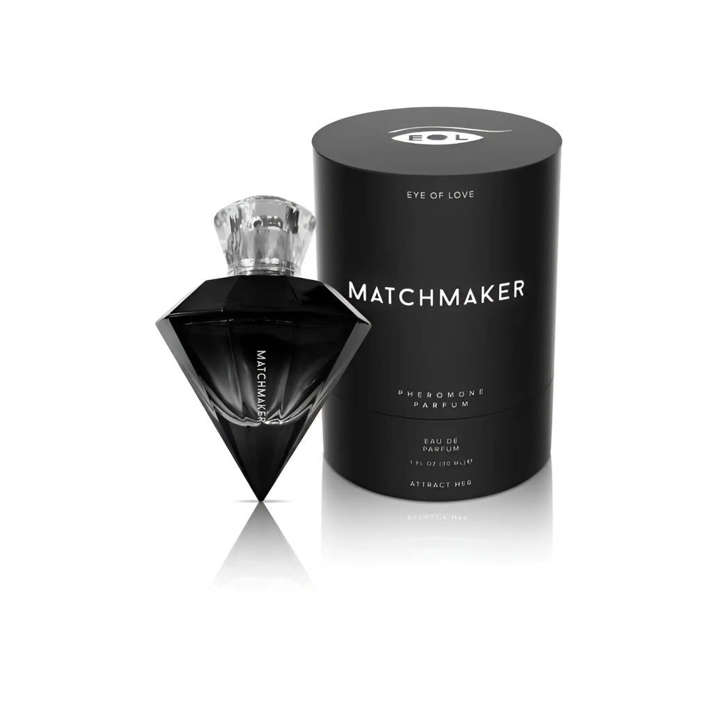 Eye of love matchmaker pheromone body spray black diamond 30ml black diamond shaped bottle with crystal stopper and packaging