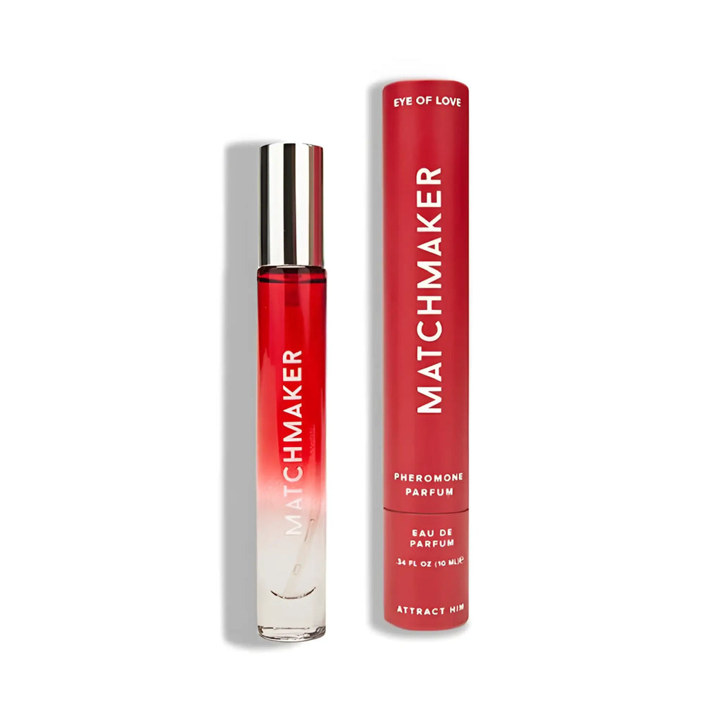 Red and clear glass roll-on perfume bottle with silver cap branded matchmaker eye of love pheromone parfum 10ml