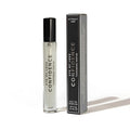 Clear glass rollerball eye of love confidence pheromone body spray with black cap and sleek black silver box 10ml
