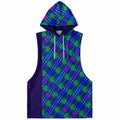 Maris Equi Blue Tartan Men's Drop Armhole Cotton Blend Hoodie