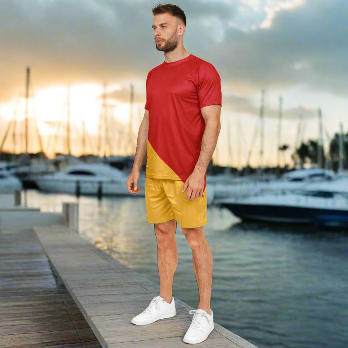 Maris Equi Signals "Man Overboard" Nautical Themed Shorts And Top Set for Men