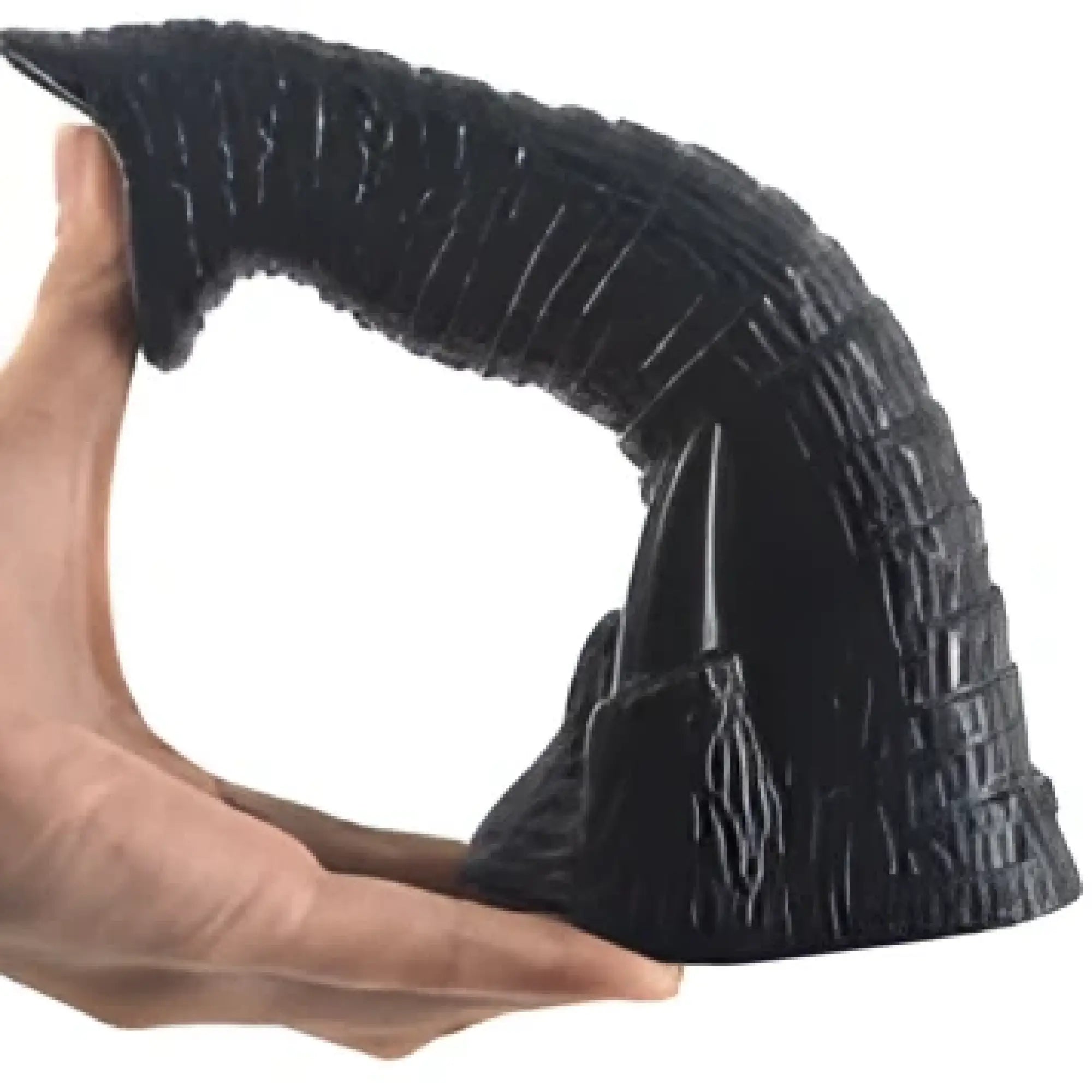 Faak elephant dildo black made of textured black plastic with a sleek modern archway design