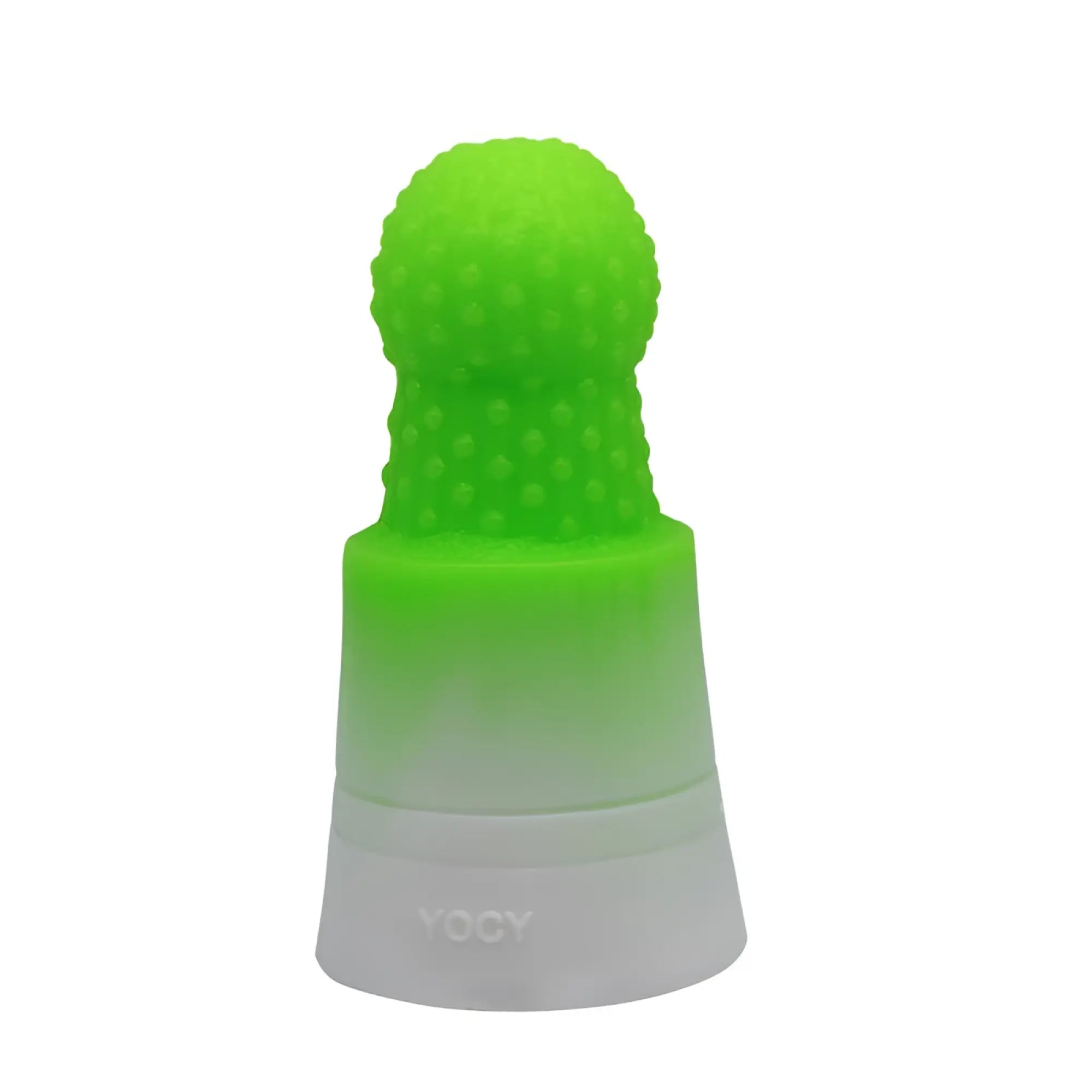 Faak prickly pear anal plug green made of bright neon green silicone with textured bumpy top and white gradient base