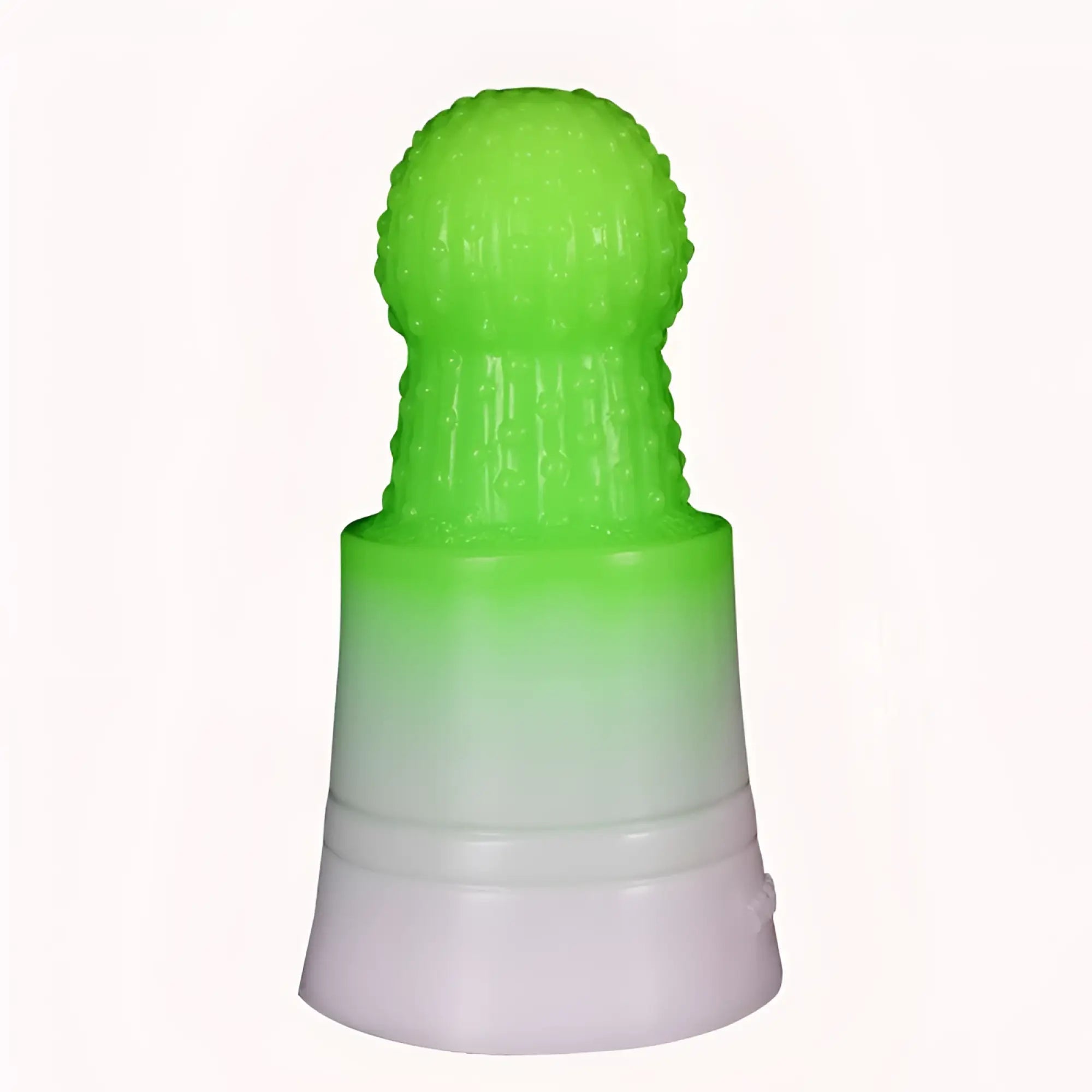 Faak prickly pear anal plug green bright green plastic teether with bumpy texture and gradient fade to white base