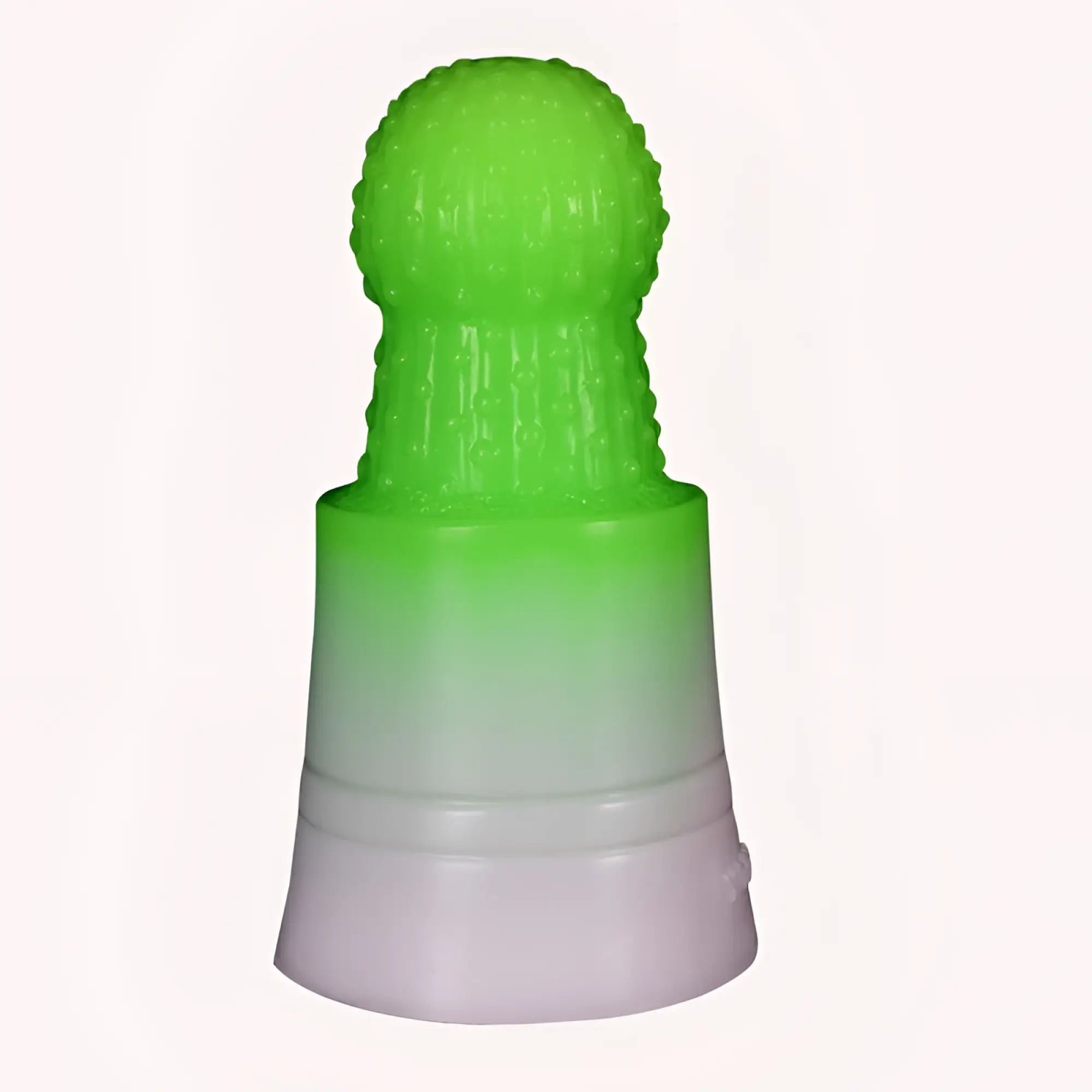 Faak prickly pear anal plug in bright green plastic with cactus shape and white to light green gradient base