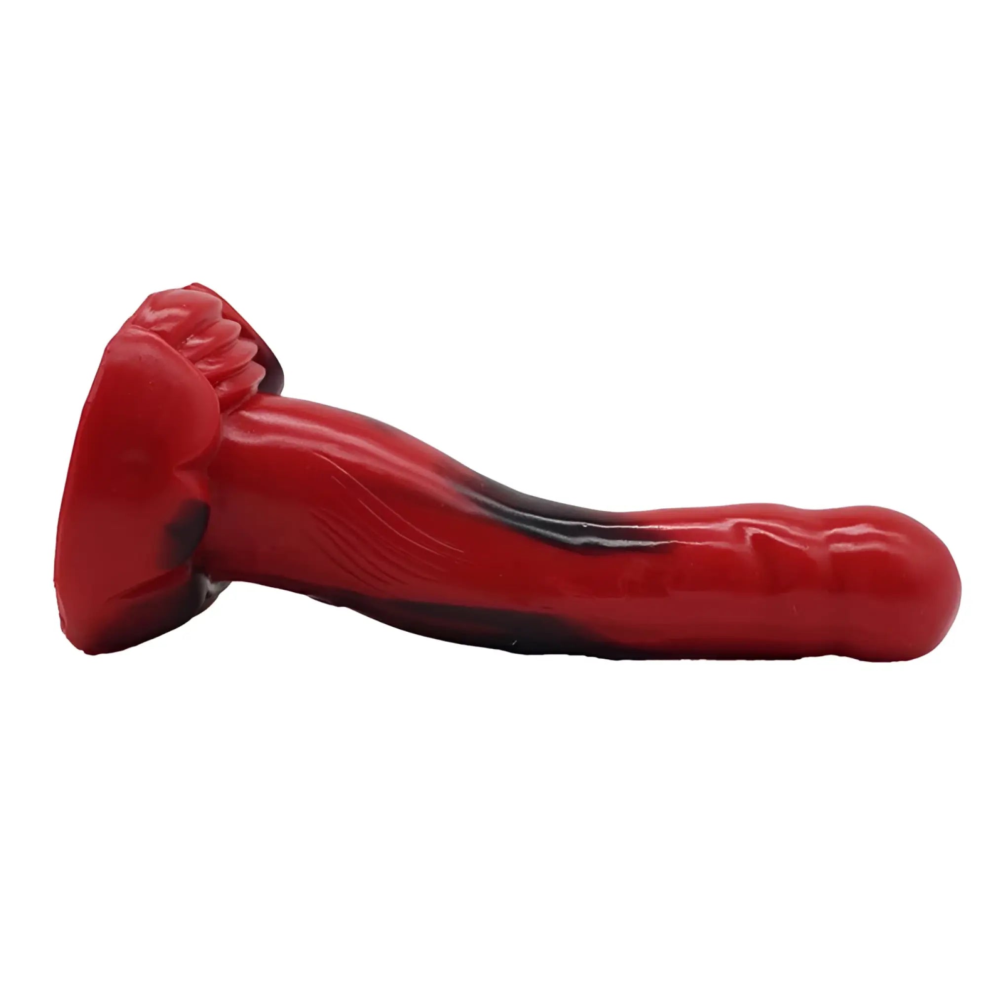 Faak sea dog dildo red is a red and black silicone dildo with a textured ribbed head for enhanced stimulation
